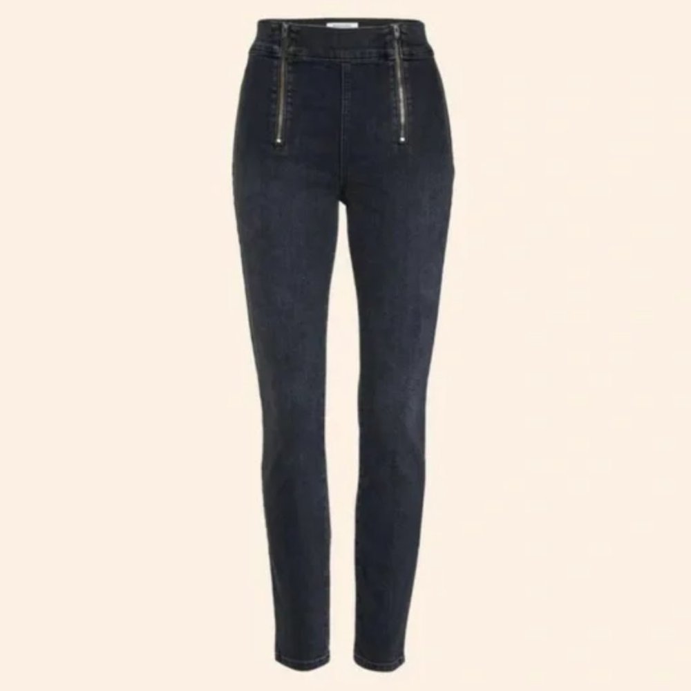 Reformation Double Zip Front High Rise Black Skinny Jean